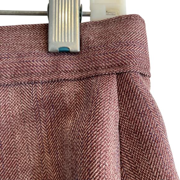 Vintage Womens Dress Pants Sz 28 Cherry Herringbone Wide Leg 1970s Pleated Masc - Picture 13 of 16
